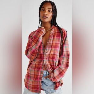 We The Free Summer Daydream berry plaid flannel XS